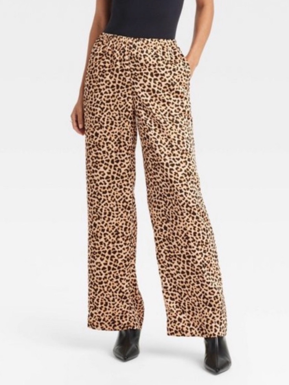 a new day Leopard Print Wide-Leg Pants - Tan & Black
